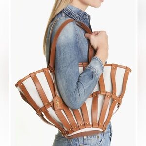 Saint Laurent YSL Authentic Panier Basket Tote Bag in Brown